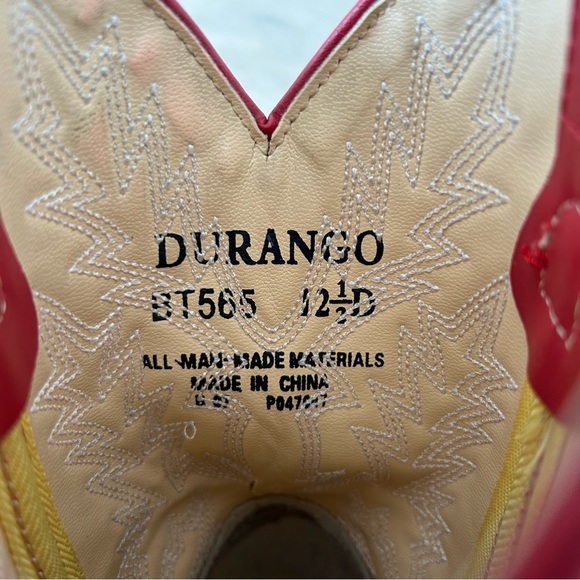 Durango Kid’s red cowboy boots size 12.5 - Picture 6 of 8